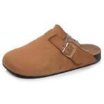 Sabots fourr�s, semelle extra - flex, l�gers, patch talon confort camel / camel