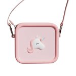Sac pour appareil photo en silicone licorne rose, blanc, bleu