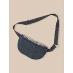 Sac banane en velours et tissu liberty fille bleu grise