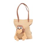 Sac bandouli�re singe en coton doux light brown