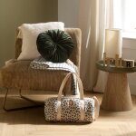 Sac bowling en gaze de coton l�opard ecru / noir