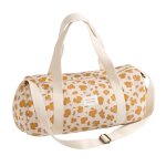 Sac bowling en gaze de coton l�opard ecru / rose