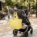 Sac cabas en gaze de coton matelass� imprim� jaune