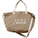Sac cabas xl velours a la vie � l'amour beige