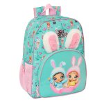 Sac � dos enfant fille en tissu imprim� cartoon oreilles de lapin na ! na ! na ! surprise bleu / vert ...