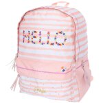 Sac � dos fille 2 compartiments toile imprim�e ettavee hello rose pastel / menthe / blanc / beige