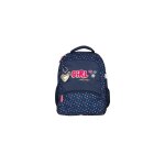 Sac � dos fille kip girl you rock avec 2 compartiments cp / ce1 / ce2 bleu marine � pois multicolores ...
