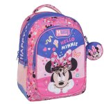 Sac � dos fille minnie hello besties en textile r�sistant rose / noir / blanc / gris