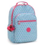 Sac � dos fille avec poche pour ordinateur kipling seoul lap 44 cm - coloris dreamy geo combo bleu / ...