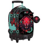 Sac � dos gar�on chariot 3 compartiments zipp�s motif lion must team bleu lagon