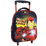 Sac � dos gar�on avec roulettes avengers iron man 31 cm - trolley maternelle bleu / rouge