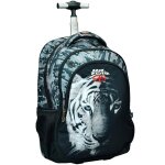 Sac � dos gar�on avec roulettes no fear tigre 48 cm - trolley scolaire 2 compartiments noir / blanc / ...