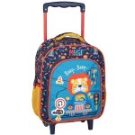 Sac � dos gar�on avec roulettes pour la maternelle lion beep 31 cm bleu / orange