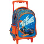 Sac � dos gar�on avec roulettes et poign�e t�lescopique hot wheels maternelle 30 cm gris / orange / bleu ...