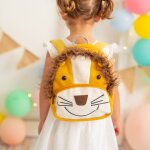 Sac � dos lion en coton doux white and orange