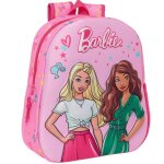 Sac � dos maternelle fille barbie face 3d moul�e polyester 33 cm bretelles rembourr�es rose