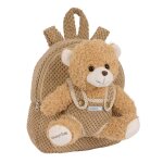 Sac � dos maternelle gar�on peluche avec ourson amovible beige