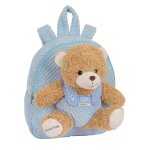 Sac � dos maternelle gar�on peluche avec ourson amovible bleu