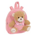 Sac � dos maternelle gar�on peluche avec ourson amovible rose