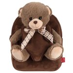 Sac � dos maternelle gar�on r�versible peluche ours brun camel