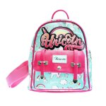 Sac � dos mini licorne 25 cm � d�tails fuchsia bleu turquoise