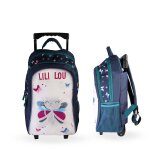 Sac � dos � roulettes 2 compartiments lili lou f�e & papillons - 32 cm beige