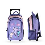 Sac � dos � roulettes 2 compartiments lili lou petits chats - 32 cm violet