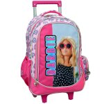 Sac � dos � roulettes fille 46 cm - imprim� barbie - licence officielle multicolore