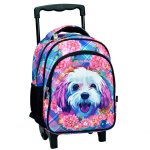 Sac � dos � roulettes fille - chien love - trolley maternelle compact multicolore