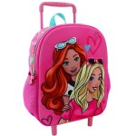 Sac � dos � roulettes fille - effet brillant 3d - barbie licence officielle multicolore
