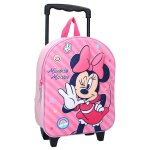 Sac � dos � roulettes fille minnie mouse 3d maternelle 32 cm bleu / bleu / marine