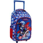 Sac � dos � roulettes gar�on captain america avengers 3 compartiments 45 cm bleu / rouge / blanc