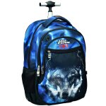 Sac � dos � roulettes gar�on no fear loup flash 48 cm - trolley scolaire bleu / noir