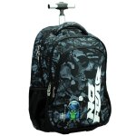 Sac � dos � roulettes gar�on no fear robot 48 cm - trolley scolaire noir / blanc / gris