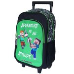 Sac � dos � roulettes gar�on minecraft aventure 45 cm - trolley scolaire � 2 compartiments blanc / noir ...