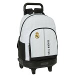 Sac � dos � roulettes gar�on real madrid & 45 cm - trolley scolaire noir / blanc