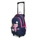 Sac � dos � roulettes lililou le chat ciel 45 cm trolley haut de gamme - cartable multicolore