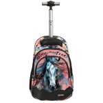 Sac � dos � roulettes motif cheval - born to be free multicolore