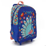 Sac � dos � roulettes paon 34 cm maternelle bleu / multicolore