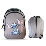 Sac � dos scolaire 2 compartiments disney stitch gris