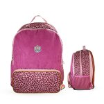Sac � dos scolaire - 2 compartiments french disorder - velours c�tel� l�opard rose