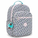 Sac � dos scolaire fille kipling seoul coquillage avec compartiment pour ordinateur - 44 cm bleu / rose ...