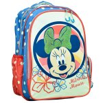 Sac � dos scolaire fille minnie motif fleurs en synth�tique blanc / rose / bleu
