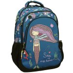 Sac � dos scolaire fille ovale sea mermaid 48 x 30 x 28 cm - back me up noir / bleu / marine / bleu