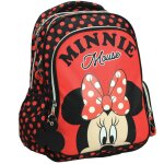 Sac � dos scolaire fille polyester motif pois minnie rouge / bleu / jaune