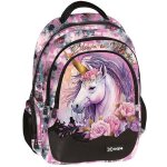 Sac � dos scolaire licorne imprim� textile graffiti blanc / rose / bleu