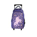Sac � dos scolaire � roulettes 2 compartiments cybel licorne c�leste violet