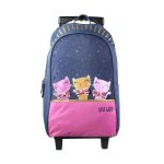 Sac � dos scolaire � roulettes lili lou 3 chats bleu