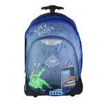 Sac  dos scolaire  roulettes monster bleu