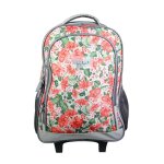 Sac  dos scolaire  roulettes offshore fleurs gris